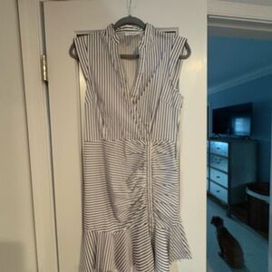 Lucy Paris Navy and White Striped Midi Dress